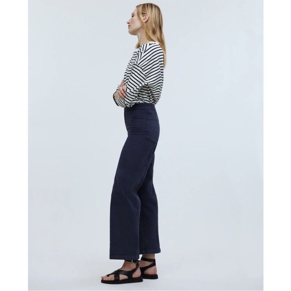 NWT Madewell Blue The Emmett Wide-Leg Crop Pant: Welt Pocket Edition - Picture 3 of 7